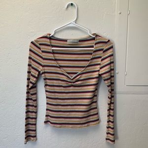 Urban Outfitters sweetheart neck long sleeve striped top